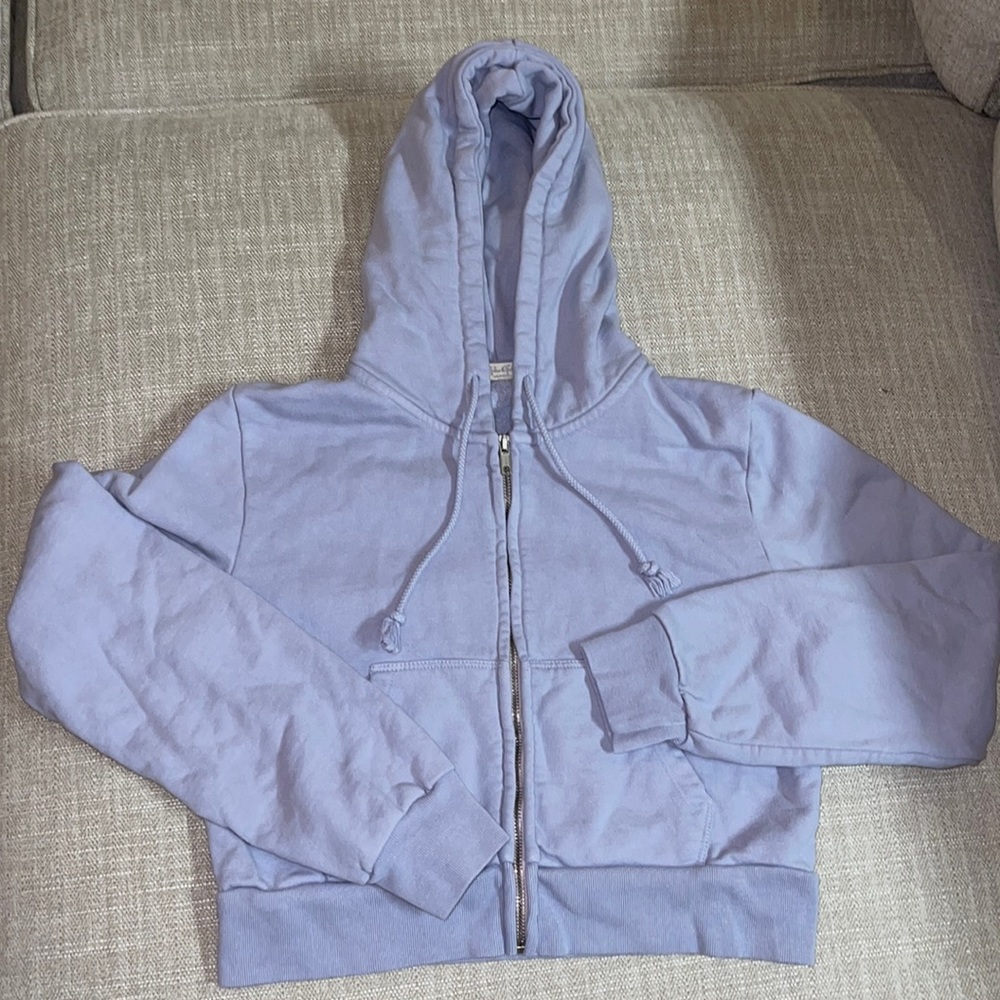 Brandy Melville John Galt Zip Up Crop Hoodie Sweatshirt